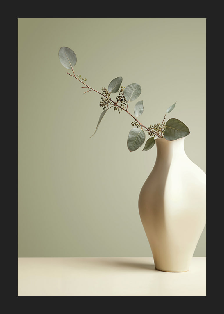 Elegant vas med eucalyptusblad i lugn harmoni-12