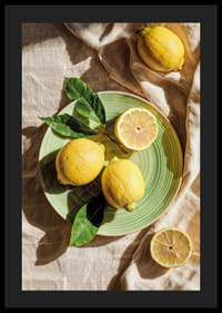 Vibrant lemons on a green plate in a sunny setting-4