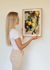 Vibrant lemons on a green plate in a sunny setting-8