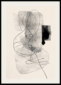Minimalistische Abstraktion mit fließenden Linien und Grautönen-2