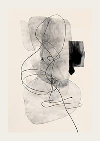 Minimalistische Abstraktion mit fließenden Linien und Grautönen-3