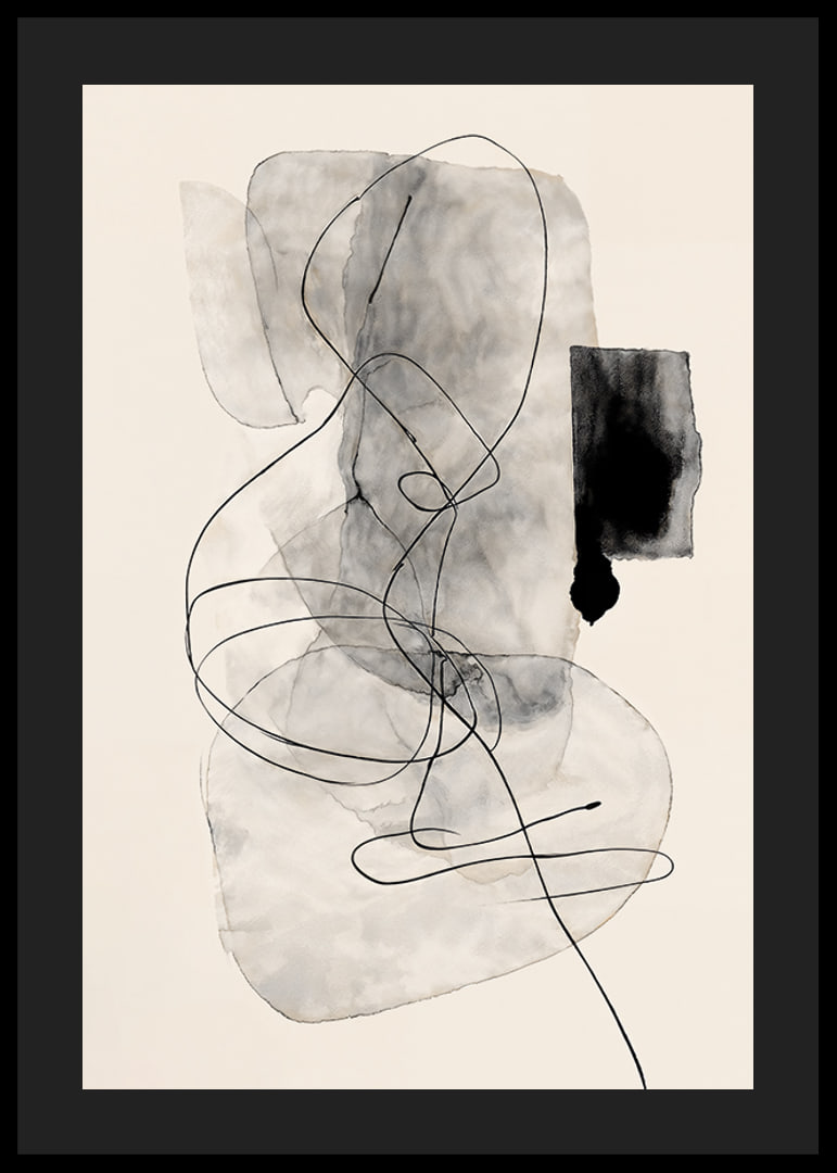 Minimalistische Abstraktion mit fließenden Linien und Grautönen-12