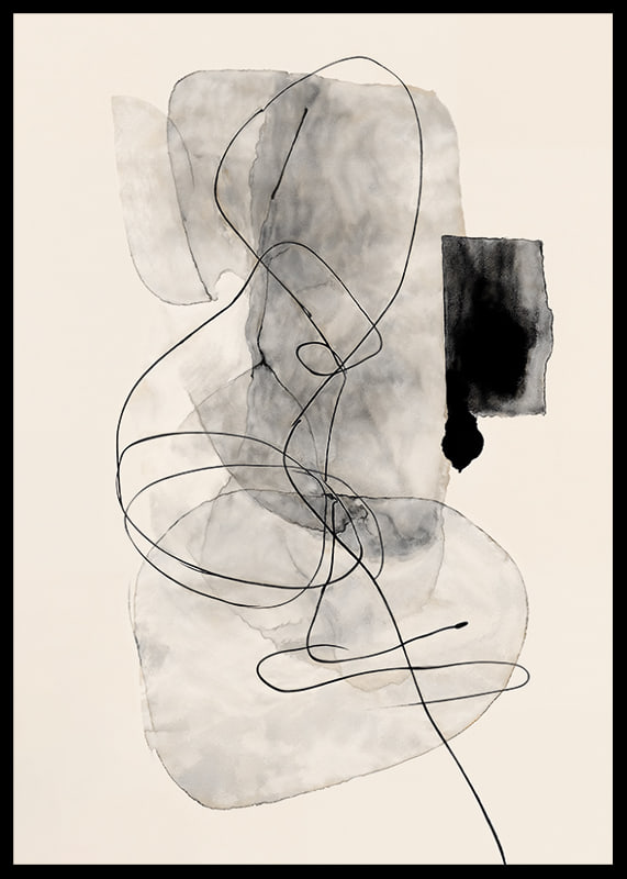 Minimalistische Abstraktion mit fließenden Linien und Grautönen-12