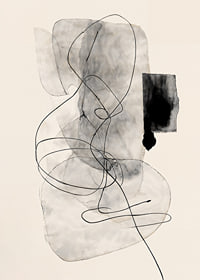 Minimalistische Abstraktion mit fließenden Linien und Grautönen-7