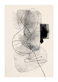 Minimalistische Abstraktion mit fließenden Linien und Grautönen-1