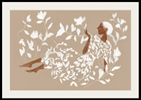 A dreamy figure surrounded by soft, white leaves-2
