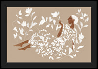 A dreamy figure surrounded by soft, white leaves-4