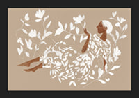 A dreamy figure surrounded by soft, white leaves-5