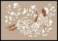 A dreamy figure surrounded by soft, white leaves-6