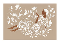 A dreamy figure surrounded by soft, white leaves-1
