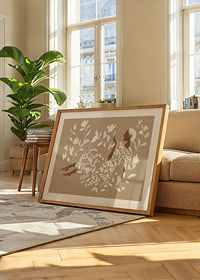 A dreamy figure surrounded by soft, white leaves-8