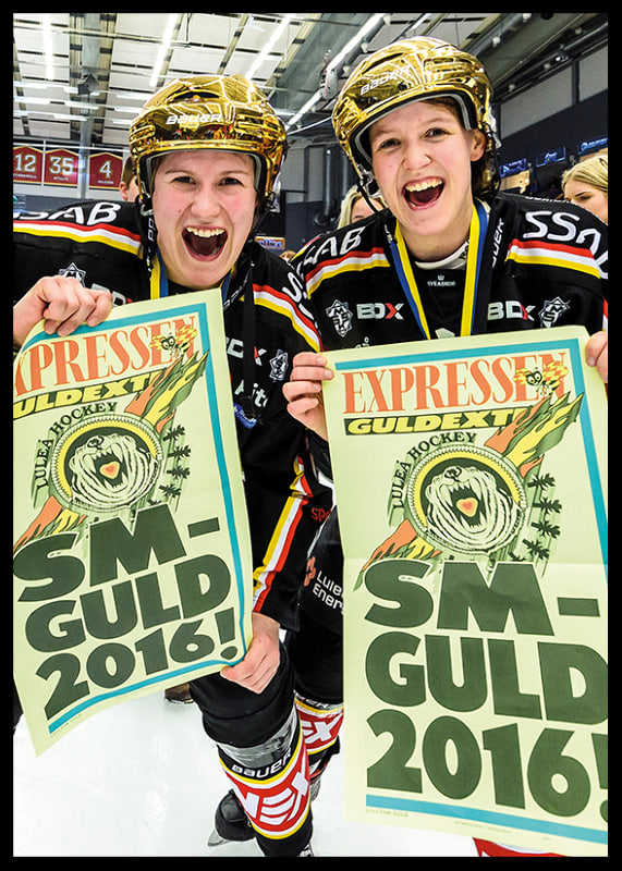 Emma Eliasson och Michelle Karvinen Firar SM-GULD 2016 Luleå Hockey-12