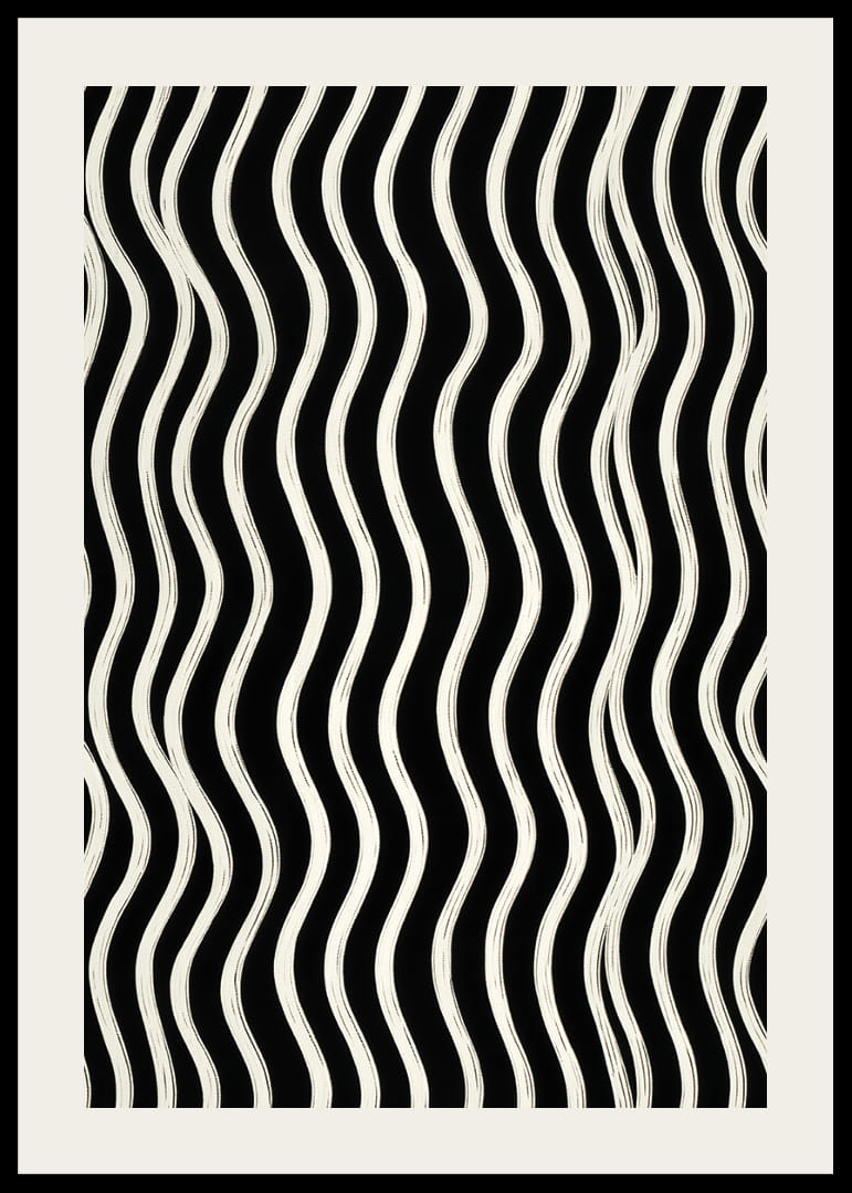 Un model abstract alb-negru de linii ondulate care creează mișcare și armonie.-12