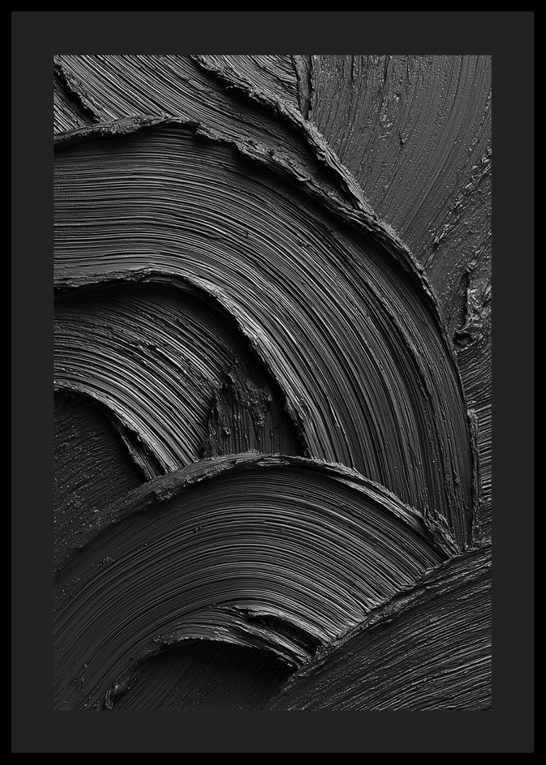 Abstract black brush strokes form a wavy and dramatic pattern.-12
