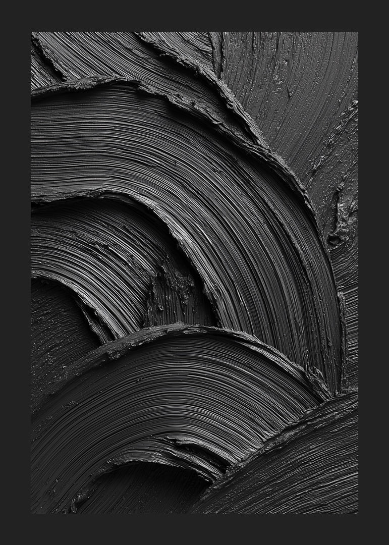 Abstract black brush strokes form a wavy and dramatic pattern.-12