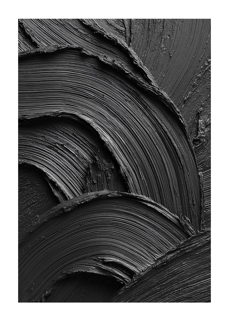 Abstract black brush strokes form a wavy and dramatic pattern.-12
