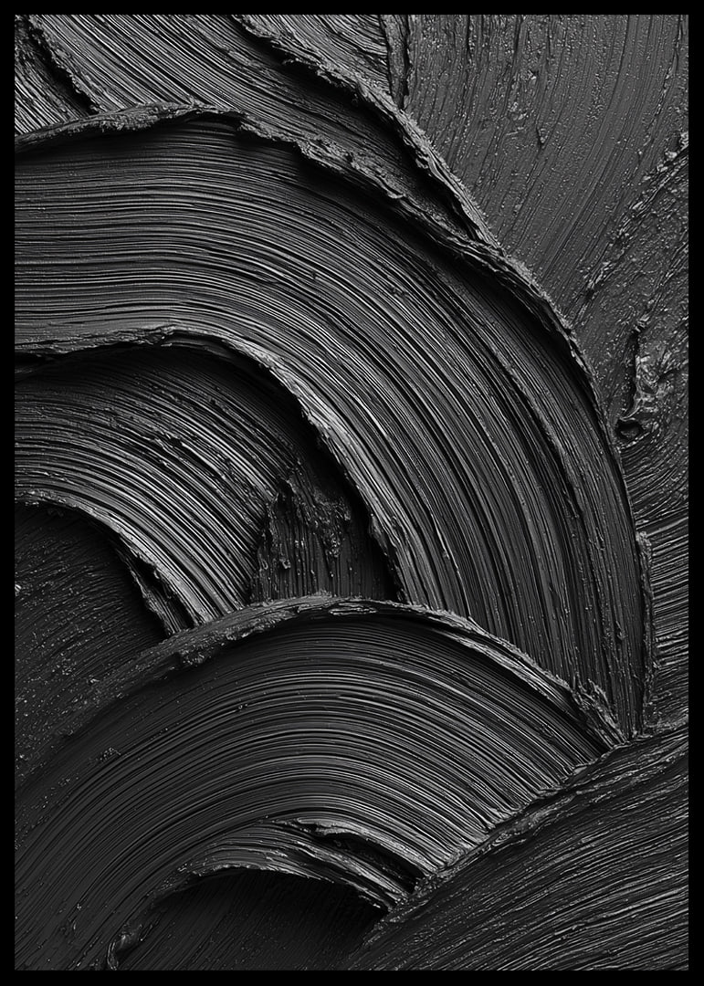 Abstract black brush strokes form a wavy and dramatic pattern.-12