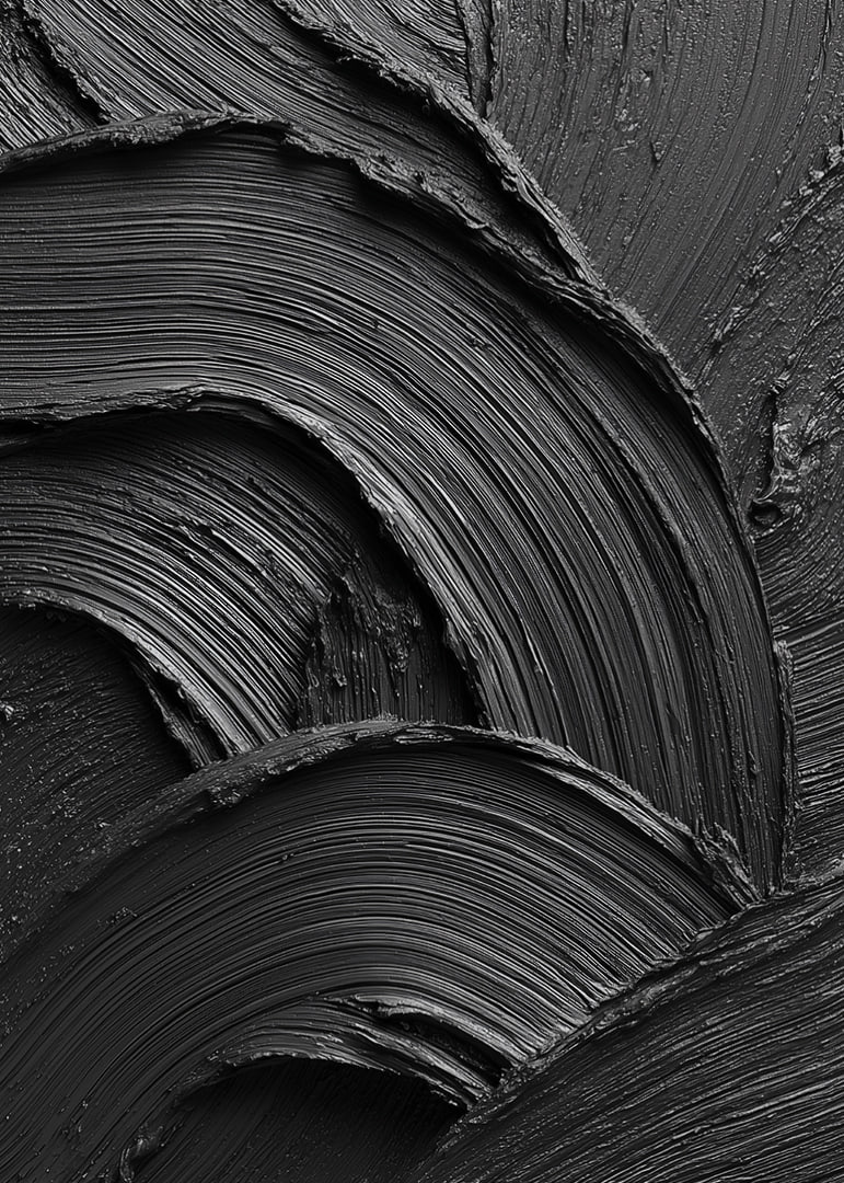 Abstract black brush strokes form a wavy and dramatic pattern.-12