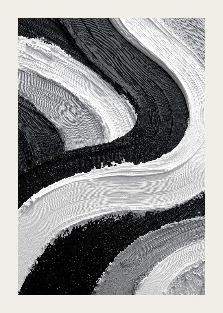 Dramatiska svartvita strömningar fångar ögat.-12