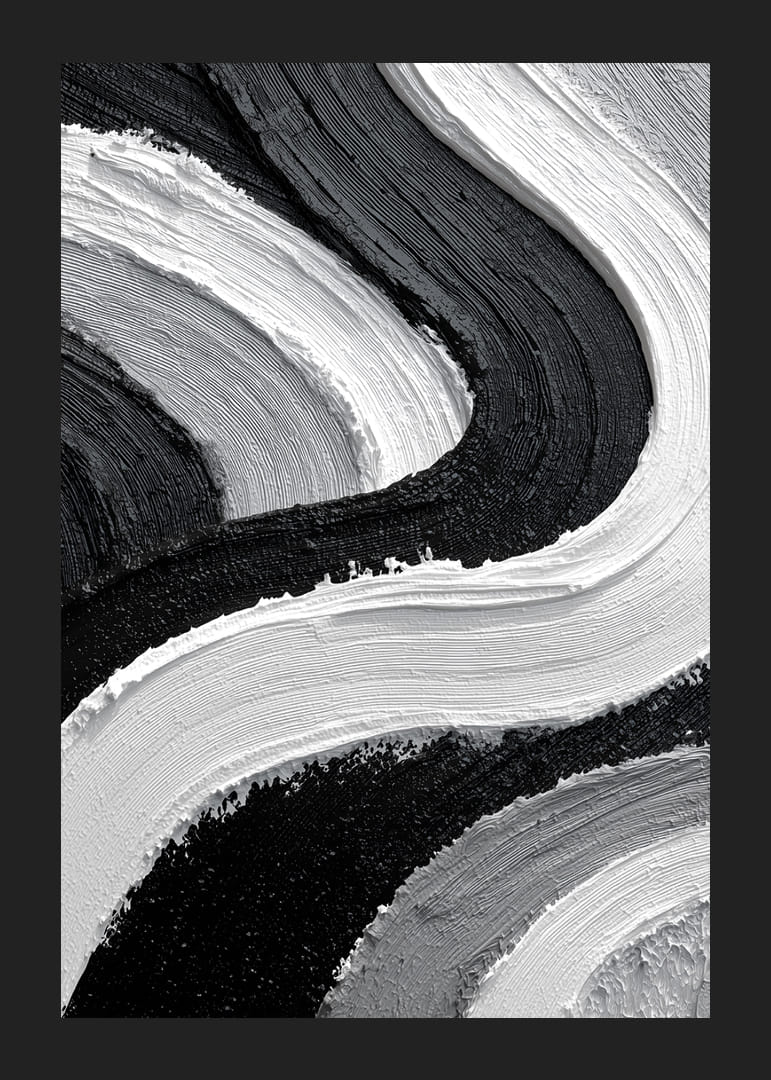 Dramatiska svartvita strömningar fångar ögat.-12