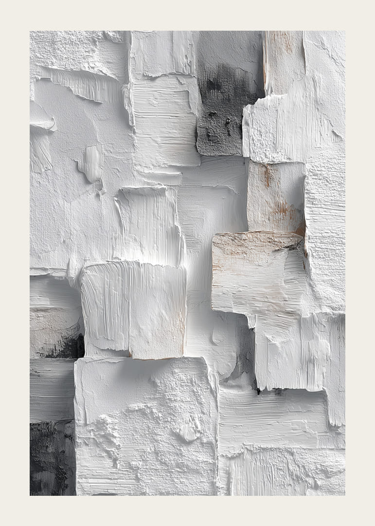 Dramatiskt spel av lager i vitt och grått.-12