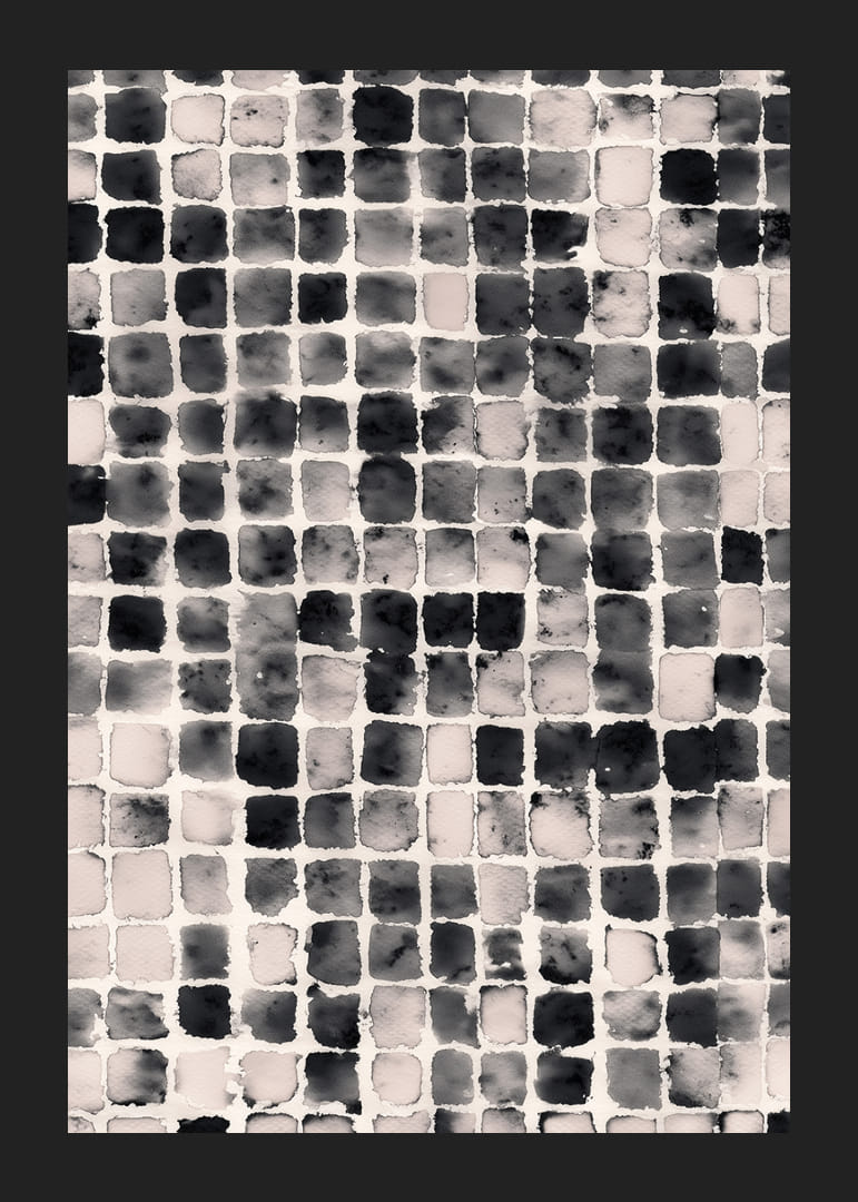 Ett fascinerande nätverk av svartvita fyrkanter skapar djup.-12