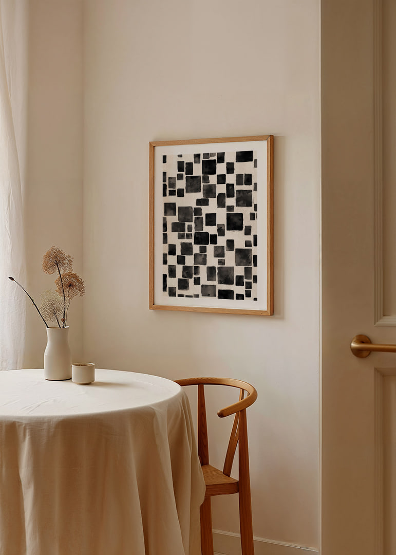 A harmonious play of black and white rectangles creates visual elegance.-12