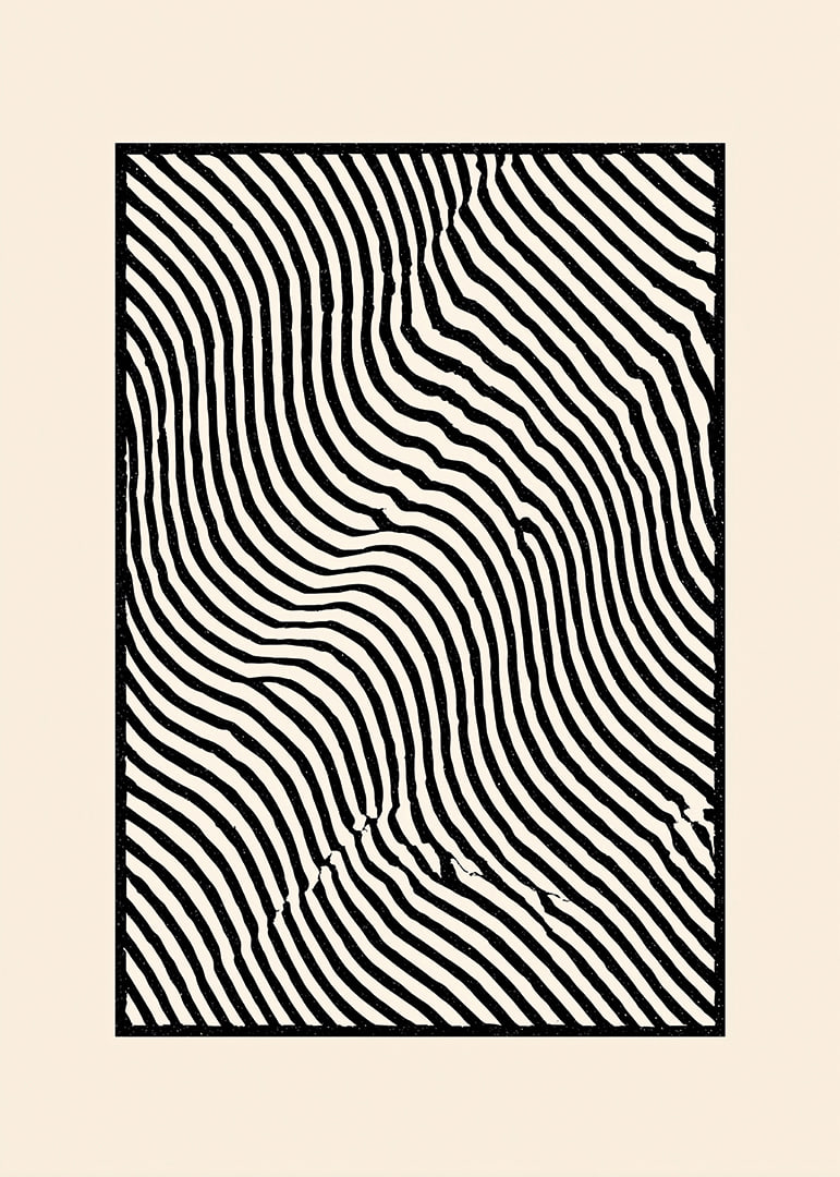 Black lines gracefully curve towards a soothing symmetry.-12