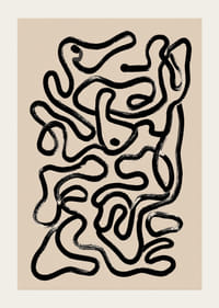 Black abstract labyrinth on beige background creates mystery.-3
