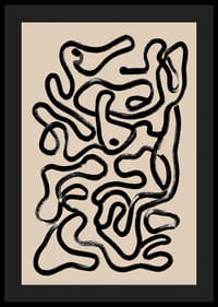 Black abstract labyrinth on beige background creates mystery.-4