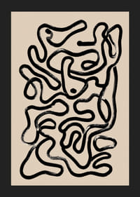 Black abstract labyrinth on beige background creates mystery.-5