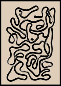 Labirintul abstract negru pe fundal bej creează mister.-2
