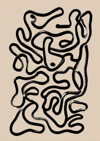 Labirintul abstract negru pe fundal bej creează mister.-3