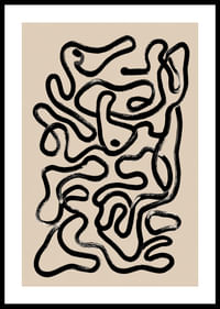 Labirintul abstract negru pe fundal bej creează mister.-0