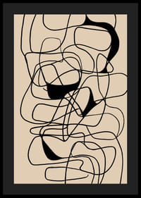 Svarta linjer flätas samman i ett abstrakt mönster på beige bakgrund.-4