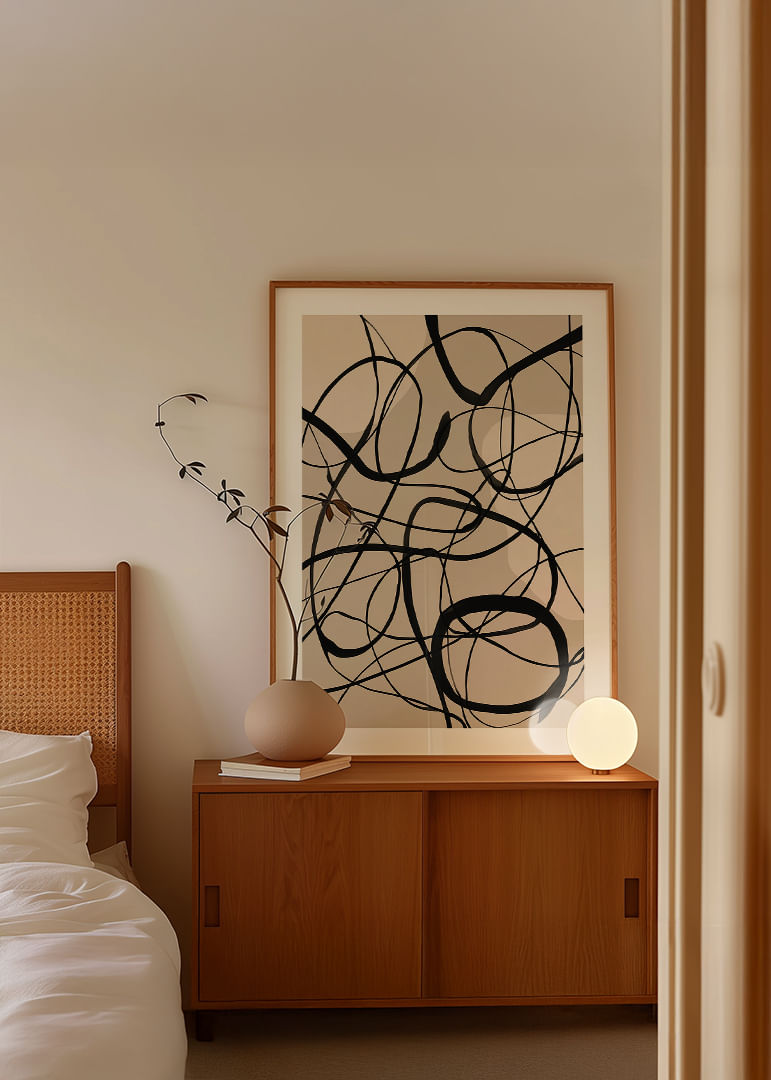 Linii albe și negre se împletesc într-un model elegant, abstract.-12
