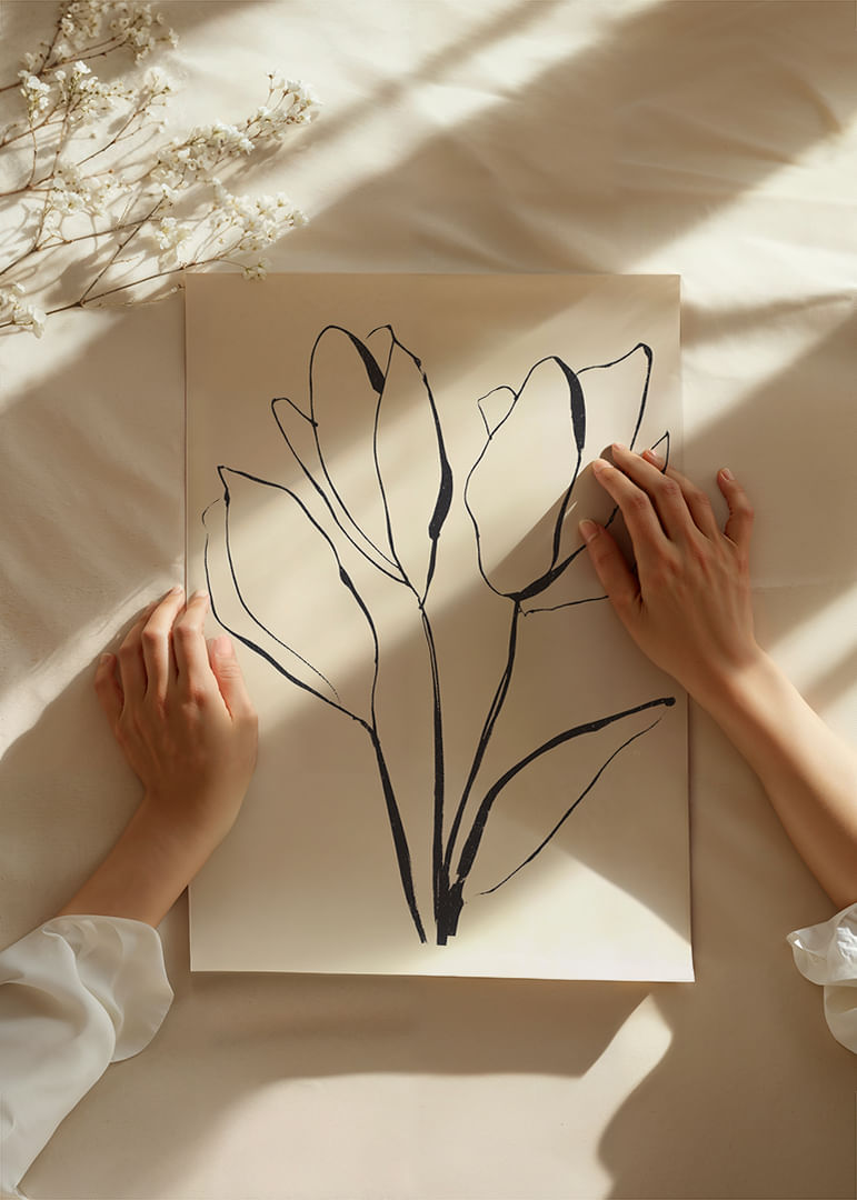 Postere elegante cu flori, cu design minimalist și linii elegante.-12