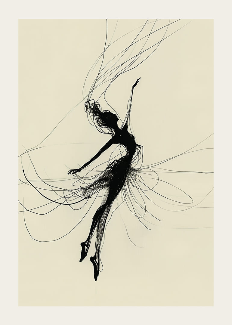 A silhouette dances elegantly against a cream-colored background.-12