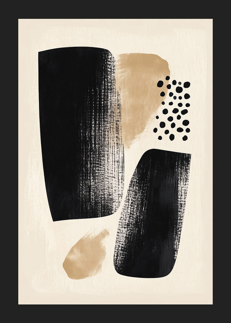 En poster med elegant svart och beige abstrakt design.-12