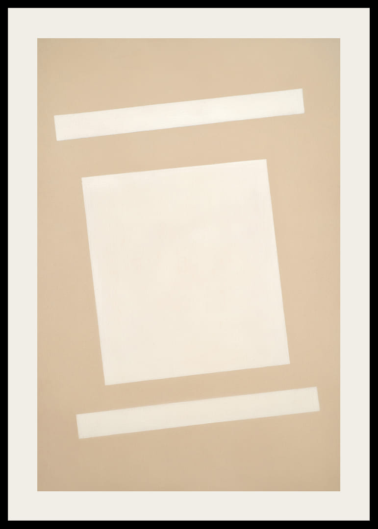 Ett enkelt motiv av vita former på beige bakgrund.-12