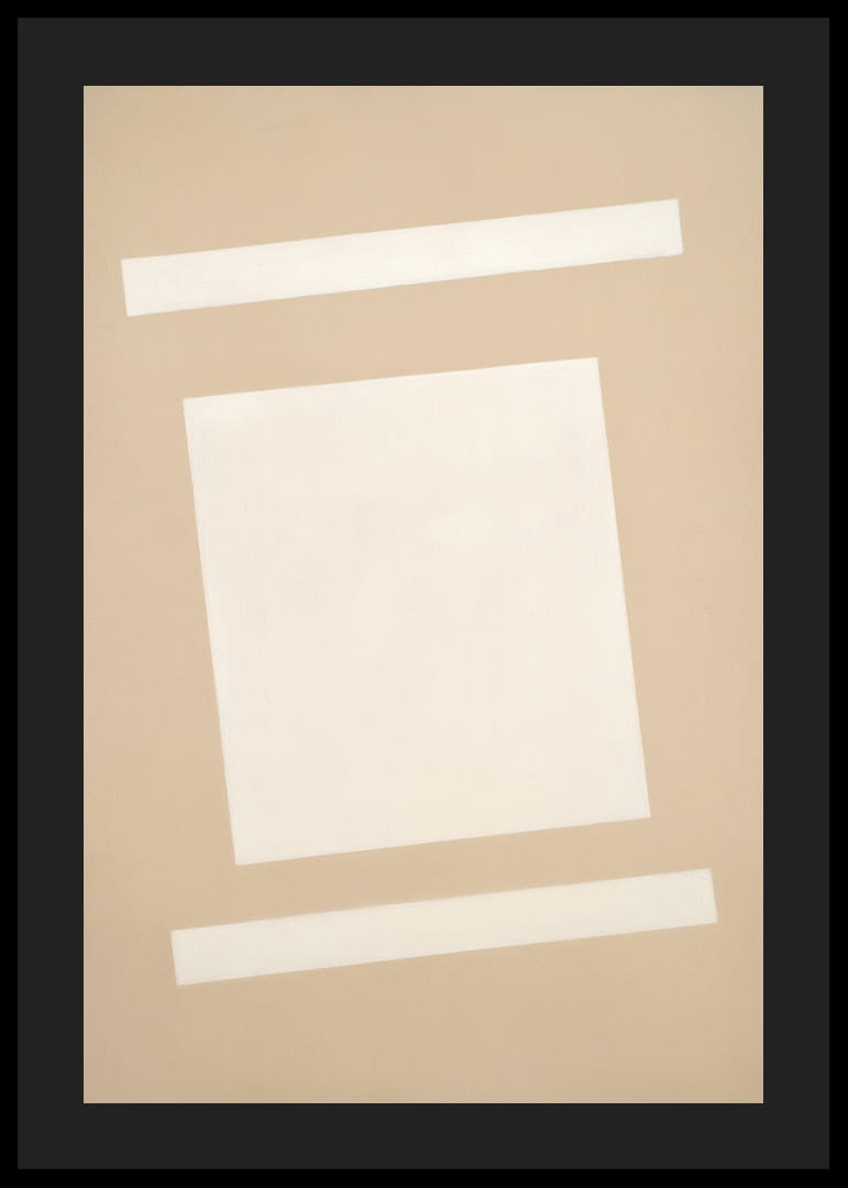 Ett enkelt motiv av vita former på beige bakgrund.-12