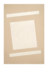 Ett enkelt motiv av vita former på beige bakgrund.-1