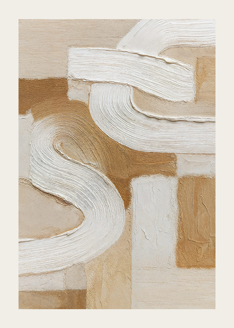 Soft earth tones with sweeping white lines create tranquility.-12