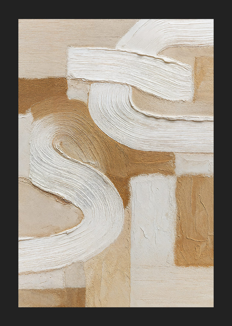 Soft earth tones with sweeping white lines create tranquility.-12