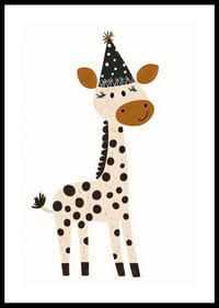 A festive giraffe spreads joy and playfulness.-0