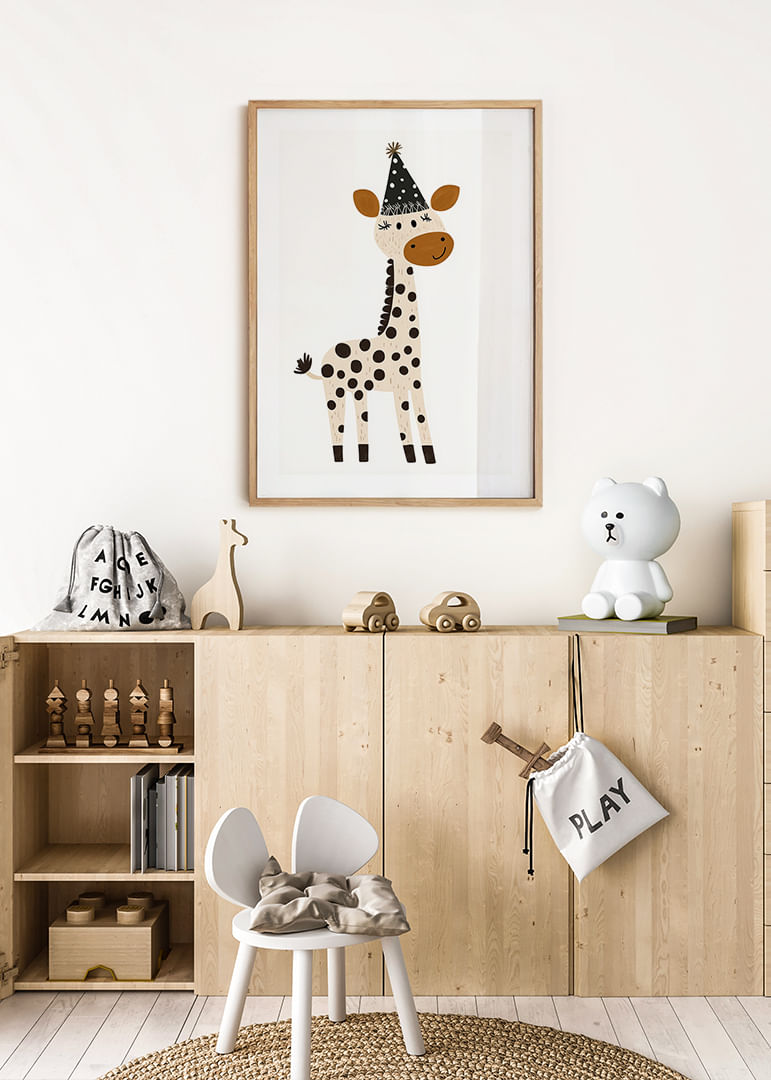 A festive giraffe spreads joy and playfulness.-12