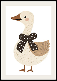 The goose with a polka dot bow exudes charm and joy.-2