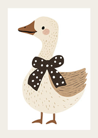 The goose with a polka dot bow exudes charm and joy.-3