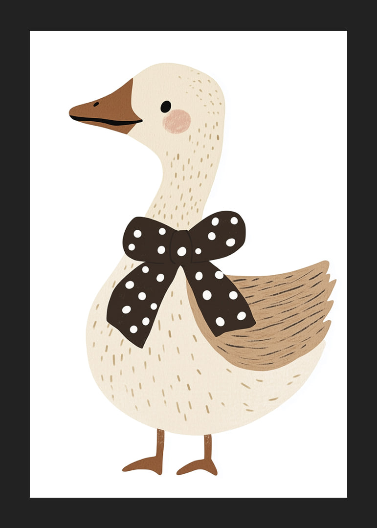 The goose with a polka dot bow exudes charm and joy.-12