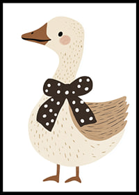 The goose with a polka dot bow exudes charm and joy.-6